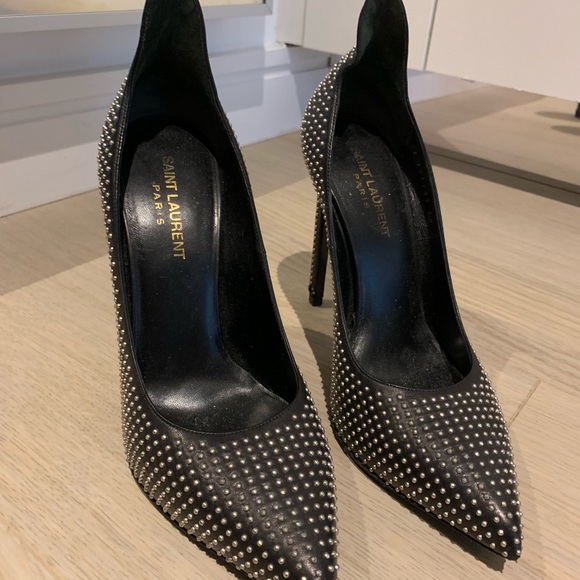 Saint Laurent Leather Studded Pumps - Picture 5 of 6